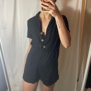 BLACK BUTTON UP ROMPER